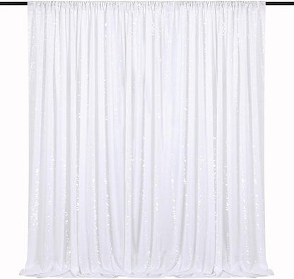 White Sequin Backdrop Curtain 7ft x 7ft Party Backdrop Curtains Sparkly Photo Backdrop for Party Wedding Birthday Wall Decoration
