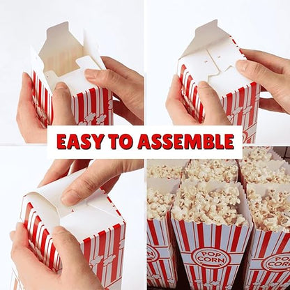 ZEEGO0 20-Pack Popcorn Boxes, Sturdy and Durable Popcorn Bucket, 7.75in Tall Large Capacity Popcorn Containers, Cups & Bowls, Convenient Movie Night Supplies, Perfect for Families, Parties, Carnivals