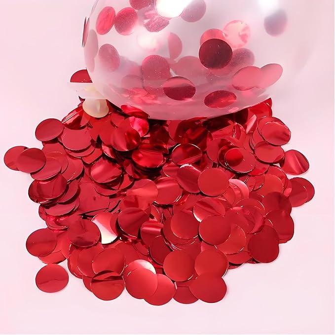 Red Round Foil Confetti Beautiful Metallic Table Confetti Glitter for Fill Balloons, Wedding,Birthday, Party,Festival Decoration(8000PCS)