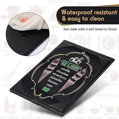 Gerrii Leatherette Table Tents Black PU Leather Menu Covers Bulk Double Sided Frame Sign Holders 2 Side Drink Dessert Menu Folders for Restaurant Coffee Cafe Bar Wedding Supplies(20 Pack,4 x 6 Inch)