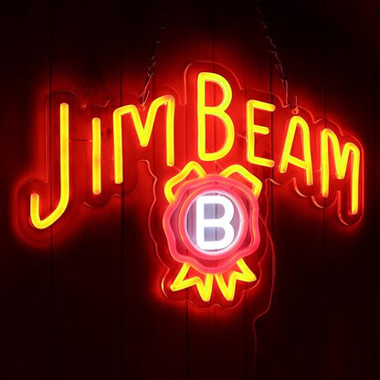 Bar Neon Sign, Jim Beam Whiskey LED Neon Light for Wall Decor, USB Powered Neon Signs, Acrylic Neon Lights for Man Cave, Bedroom, Home Bar, Store, Club, Bistro, Party, Gifts