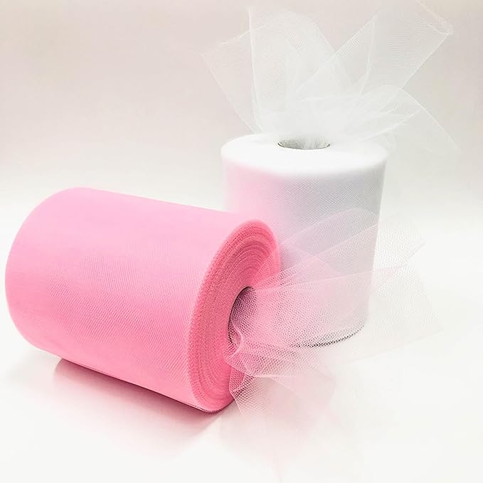 Fuchsia Tulle Fabric Rolls 6 Inch by 100 Yards (300 feet) Tulle Roll Spool Fabric for DIY Tutu Skirt Baby Shower Birthday Party Wedding Decorations Christmas Craft Supplies (Fuchsia)