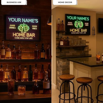 Personalized Bar Neon Sign Custom Beer Home Bar Lights Decor Acrylic Table LED Lighted Signs for Men Restaurant Coffee Man Cave Workshop Garage Poker Signs Gifts