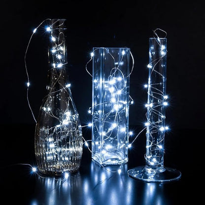 12 Pack White Fairy Lights 7Ft 20 LED Twinkle String Lights 3 Modes Battery Operated Waterproof Firefly Starry for Mason Jar Party Wedding Christmas Valentines Day Table Centerpieces,Cold White