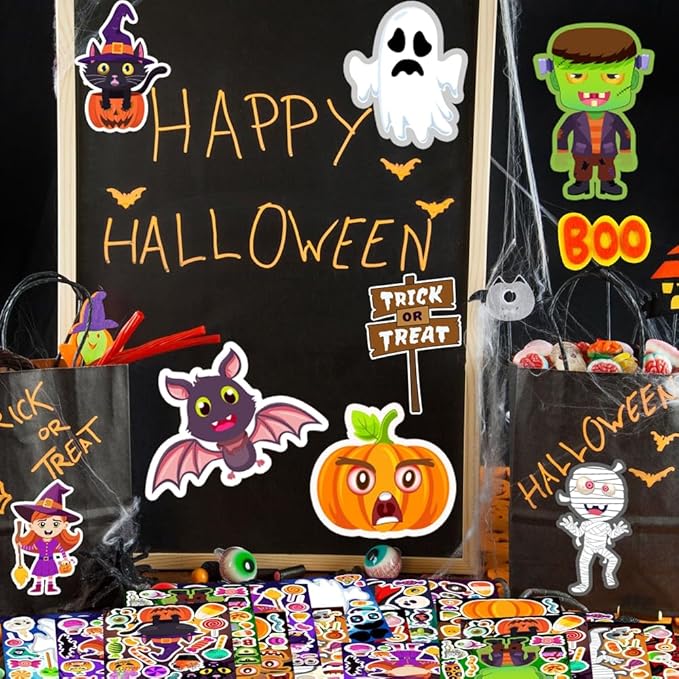 36 Sheets Halloween Stickers for Kids, Make Your Own Halloween Stickers, Halloween Party Games Stickers, Halloween Party Favors DIY Crafts Trick or Treat Party Supplies