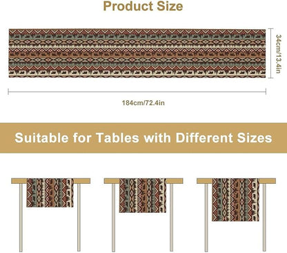 Retro Cabin Table Runner Rustic Bear Forest Farmhouse Lodge Jungle Table Runner for Dinner Party Living Room Kitchen Aztec Vintage 13x90 Inch