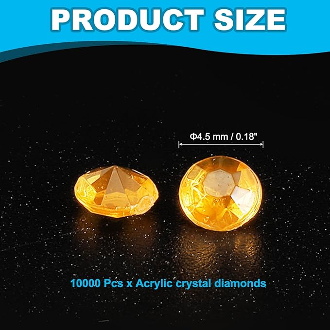 PATIKIL 10000 Pcs Wedding Table Scatter Confetti Crystals 4.5mm Acrylic Diamonds Vase Fillers Gems for Table Centerpiece Decorations Party Vase Beads, Golden Yellow