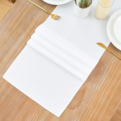 2 Pack White Table Runner 12 x 90 Inch Solid Color Farmhouse Runners Coffee Table Dresser for Daily Party Home Decoration