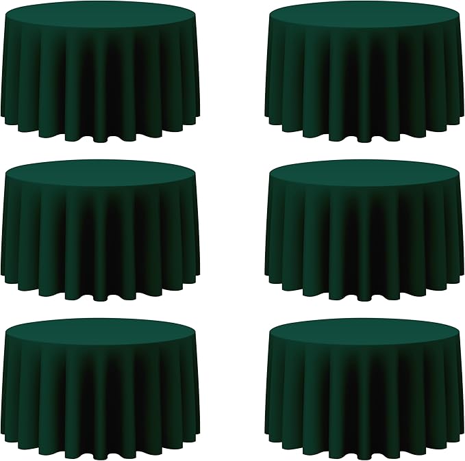 BRILLMAX 6 Pack Hunter Green Round Tablecloths 120 Inch - Circle Bulk Linen Polyester Fabric Washable Table Cloth Cover for Wedding Reception Banquet Birthday Party Buffet Restaurant