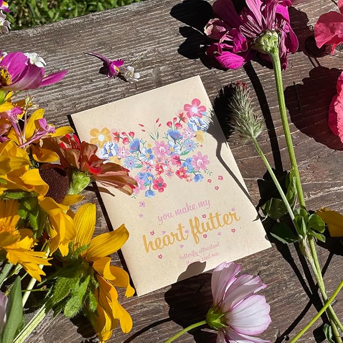 Make Your Heart Flutter 25 Bird and Butterfly Wildflower Seed Packets for Planting, A Beautiful Valentines Day Gift, Bentley Seed Co