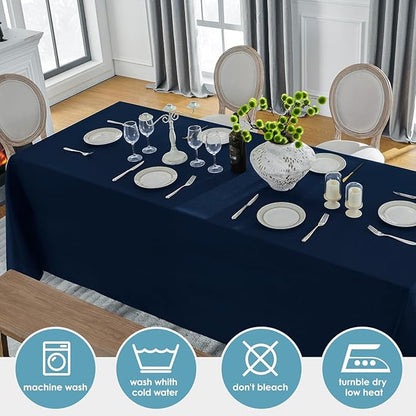 VidaFete Tablecloth 6 Pack 90 * 132inch Rectangle Table Cloth Polyester, Stain Wrinkle Resistant, Rectangular Polyester Table Cover for Kitchen Dinning Party Wedding Buffet Decoration(Navy Blue)