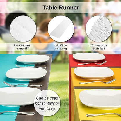 American Homestead Paper Table Runner Roll - 78 ft. Disposable Linen-Like Table Cover Roll - 20 Perforated Table Runners (16" x 48") for Parties, Weddings, and Events - Red