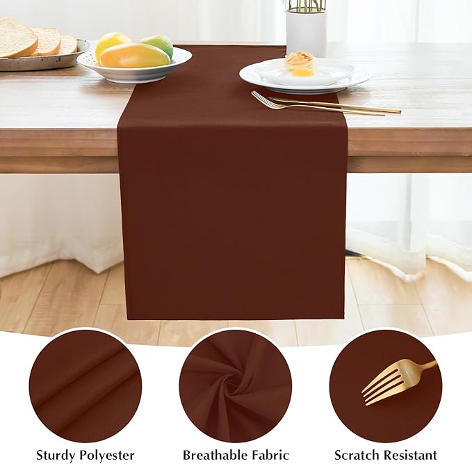 2 Pack Chocolate Table Runner 12 x 60 Inch Solid Color Farmhouse Runners Coffee Table Dresser for Daily Party Home Decoration