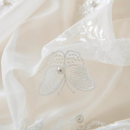 VISIONTEX White Voile Curtains, Decorative White Embossed Butterflies Rod Pocket Window Drapes for Home Kitchen, Living Room and Bedroom 54 x 84 Inch, Set of 2 Curtain Panels