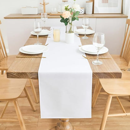 2 Pack White Table Runner 12 x 90 Inch Solid Color Farmhouse Runners Coffee Table Dresser for Daily Party Home Decoration