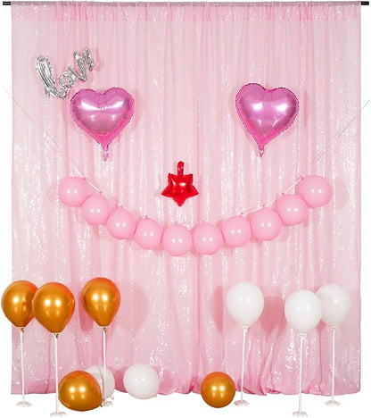 Poise3EHome Pink Sequin Backdrop,8FT x 10FT Sequin Photography Backdrop Curtain for Party Decoration