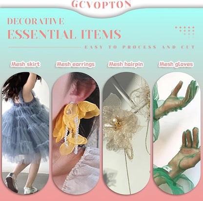 6" x 200 Yards Emerald Green Tulle Fabric Rolls, Green Spool Tulle Ribbon for DIY Tutu Skirt Gift Wrapping Bow Wedding Decoration Baby Shower Birthday Party Backdrop Craft Supplies