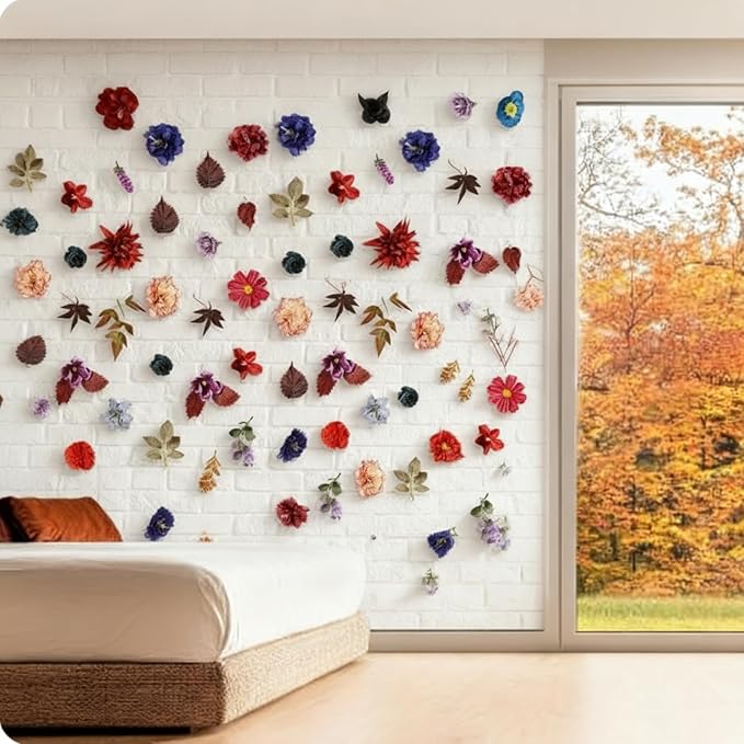 XunYee 6 Pcs 35.4 ft Flower Garlands Hanging Wildflower Backdrop Decoration Artificial Floral Garlands Fake Flower Vines Faux Silk Decor for Halloween Fall Wedding Garden Wall Arch (Autumn)