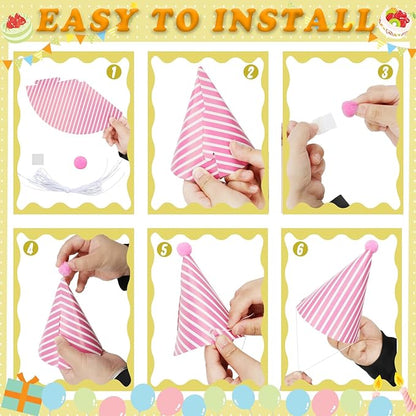 116 PCS Birthday Party Cone Hats Assorted Colors Cone Paper Hat with Colorful Blowers and Metallic Fringed Noise Makers Blowouts for Kids Adults Birthday Baby Shower Party Supplies