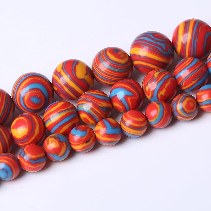 Red Yellow Blue Peacock Turquoise Stone Beads Gemstone Round Crystal Energy Jade Beads Stone Beads for Jewelry Making DIY Bracelet Necklace Jewelry Making 1 Strand 15.5inch 31PCS 12MM