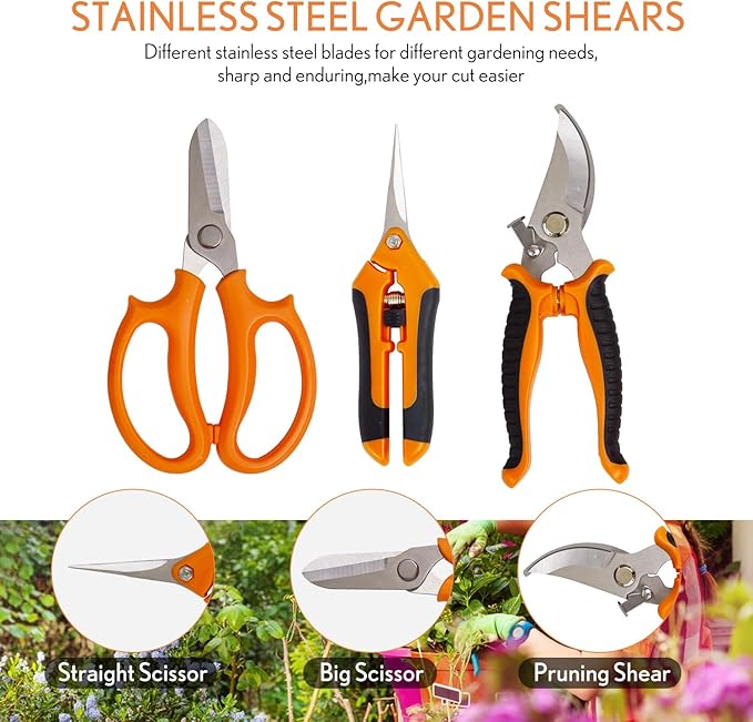 Bonsai Tools Kit 20 Pcs Garden Tools Set for Beginner, Includes Bonsai Wire Kit, Plant Mat, Pruning Shears, Bonsai Scissors, Succulent Tools in Leather Storage Bag, Gardening Gift for Women Men