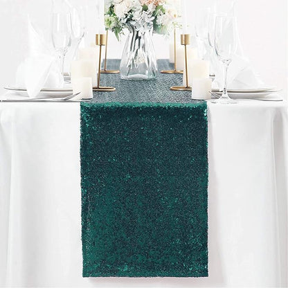 Eternal Beauty Teal Table Runner , 5PCS-12X108 Sequin Table Runner Decorations for Birthday Parties, Banquets, Graduations,Christmas