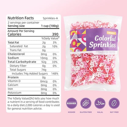 Sprinkles for cake decorating, 7 Ounces Valentine Sprinkles, Red/Pink/White Love Confetti Sprinkles for Cupcake, Cookies, Ice Cream Topper, Edible Cake Decorationss, Baking Desserts