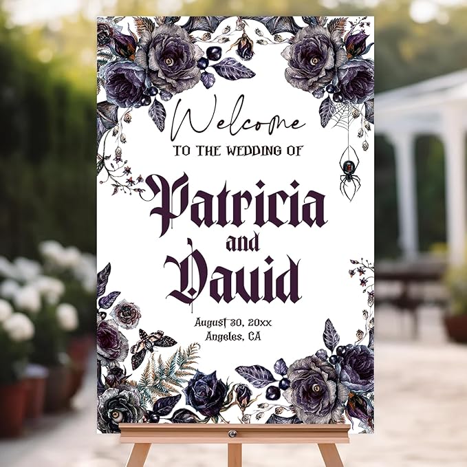 Halloween Wedding Welcome Sign, Til Death Do Us Part Welcome Sign, Halloween Couples Shower, Gothic Love Wedding Welcome, Signage Halloween Reception, Welcome Wedding Sign With Stand Decorations