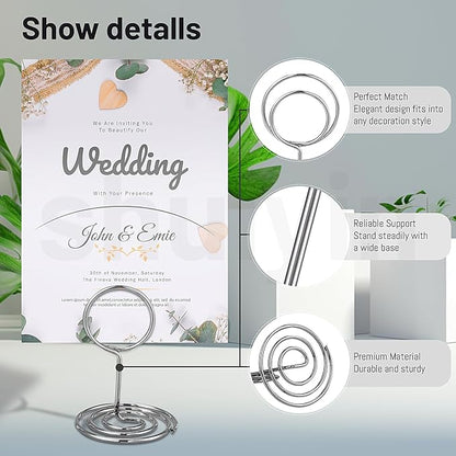 30PCS Table Number Holders Place Card Holder - Photo Holders for Tables, Cards Stand Name Menu Clips, Table Sign Holders for Wedding Anniversary Birthday Party, Silver
