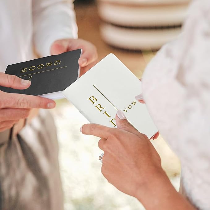 Vow Books His and Hers Wedding Vow Books Bride and Groom with Soft Touch Gold Foil Engraving Wedding Essentials(TR-GB-Black)
