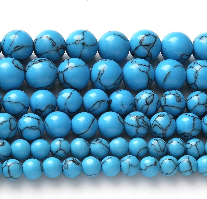 River Stone Blue Turquoise Stone Beads for Jewelry Making DIY Craft Gemstone Beads Kit (10mm, 35pcs) Cosmic Crystal Pebbles for Bracelets, Necklaces, Home Decor