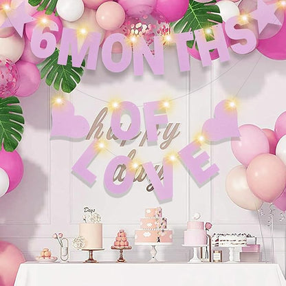 167Pcs DIY Glitter Customizable Banner Kit Happy Birthday Letter Banners Happy Valentine's Day Banners Love Heart Personalized Banner Decor Birthday Party Decorations Supplies(Glitter Light Pink)