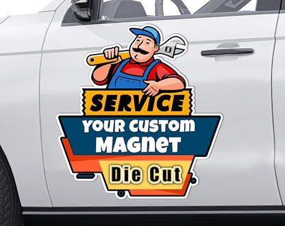 Die Cut Custom Car Magnet Sign | Personalized Logo for Your Car Van Truck | Advertise Your Business Vehicle Magnetic | Professionally Printed | Crafted in USA | Choose Your Text Logo