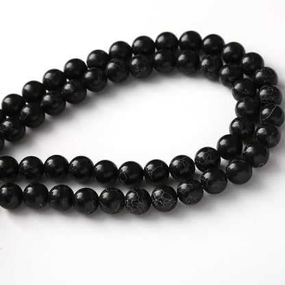 Black Turquoise Stone Beads 6MM Gemstone Round Crystal Energy Jade Beads for Jewelry Making DIY Bracelet Necklace Jewelry Making 1 Strand 15.5inch 60PCS 6MM