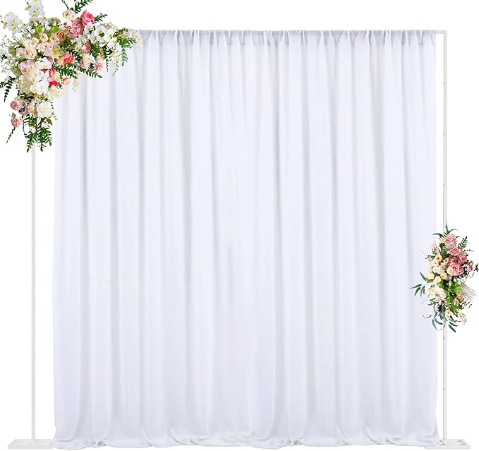 Wokceer 10 FT Backdrop Stand Heavy Duty Pipe and Drape Kit, Adjustable White Backdrop Stands for Wedding Photo Booth Background Birthday Party Exhibition Decoration