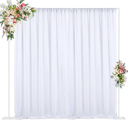 Wokceer 10 FT Backdrop Stand Heavy Duty Pipe and Drape Kit, Adjustable White Backdrop Stands for Wedding Photo Booth Background Birthday Party Exhibition Decoration