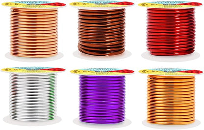Mandala Crafts 10 Gauge Anodized Aluminum Craft Wire for Jewelry Making - 120 FT Colored Flexible Silver Copper Purple Gold Brown Red Wire - Bendable for Bonsai Armature Crafting Sculpting