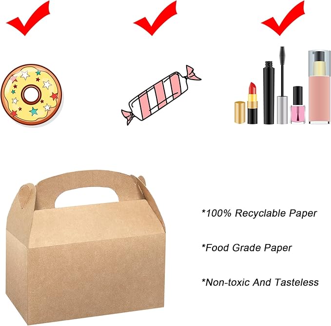 Xxcxpark 24 PCS Brown Kraft Gift Boxes 6.25x3.5x3.5, Decorative Party Favor Gift Packaging Box with Lid for DIY Crafting, Cube, Cupcake, Kraft Present Boxes for Birthday, Wedding, Anniversary