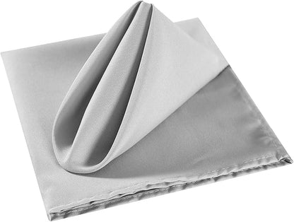 Cloth Napkins 20x20 inch Washable Polyester Dinner Napkins Soft Table Napkins for Wedding Party Dining Banquet(Silver,25PCS)