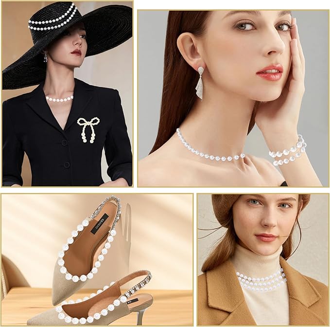 Pearls String Beads 33 Feet Crafts Faux Pearl Roll for Christmas Garland Flowers Wedding Party Jewelry Decoration(5mm Ivory)