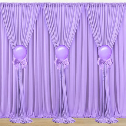 50 ft x 10 ft Wrinkle Free Lavender Backdrop Curtain for Parties, Polyester Light Purple Photo Backdrop Drapes 10 Panels 5x10ft for Baby Shower Photoshoot Wedding Birthday Party Photography Curtains