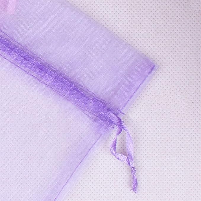 Wudygirl 100pcs Sheer Organza Bag 5 x 7 Inch Lavender Drawstring Transparent Jewelry Pouches Lipstick Baby Shower Party Wedding Holidays Favor Candy Bags(Lilac 5x7'')