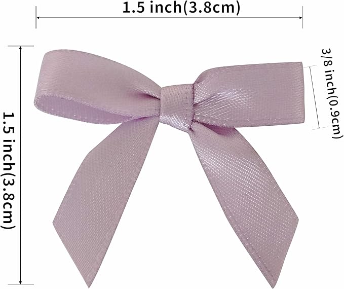50pcs 1-1/2" Lavender Satin Ribbon Bows with Twist Ties Mini Ribbon Bows for Candy Partiy Decoration Gift Packing&Wrapping Accessoried(Lavender)