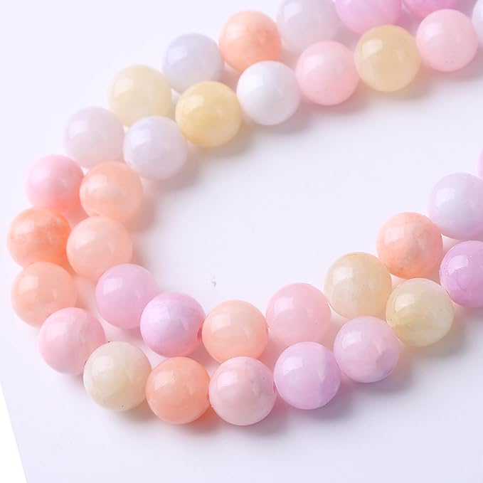 Colorful Rice Topaz Stone Beads Gemstone Round Crystal Energy Jade Beads Stone Beads for Jewelry Making DIY Bracelet Necklace Jewelry Making 1 Strand 15.5inch 45PCS 8MM