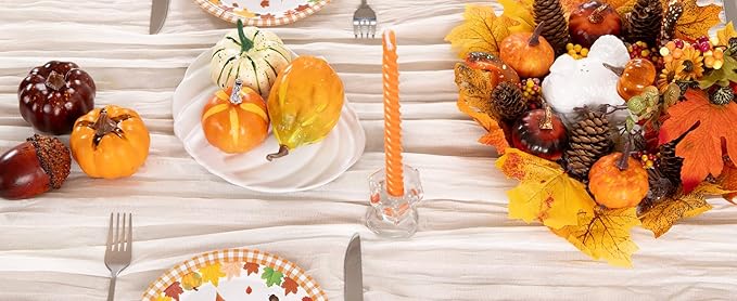 Ivory White Cheesecloth Table Runner 10 Pack Fall Table Runners Boho Gauze 120 Inches White Cheese Cloth Fall Table Decorations for Thanksgiving Weddings Bridal Baby Shower