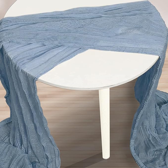 10 Pack Dusty Blue Cheesecloth Table Runner 35x120 Inch 10Ft Rustic Gauze Cheese Cloth Table Runner Sheer Cheesecloth Table Runners for Wedding Party Bridal Shower Decoration