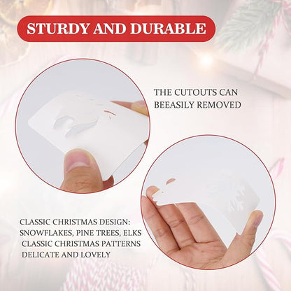 jijAcraft Christmas Gift Tags - 150Pcs Christmas Tags with String, Blank White Paper Hollow Trees, Rudolph, Snowflake Shapes Holiday Labels for Xmas Party Favors, DIY Crafts, Jar