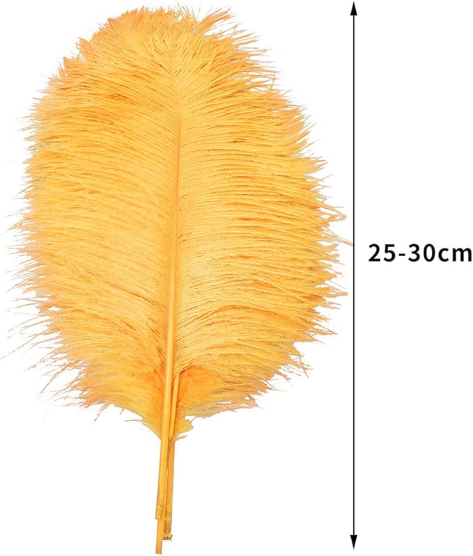 24pcs Natural Luxury Gold Ostrich Feathers 10-12inch (25-30cm) for Wedding Party Centerpieces，Flower Arrangement and Home Decoration.