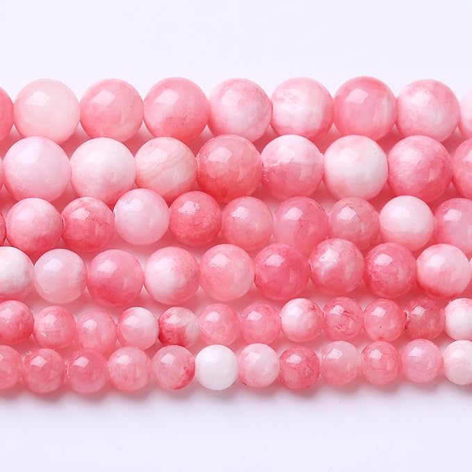 Pink Persian Jade Stone Beads Gemstone Round Crystal Energy Jade Beads Stone Beads for Jewelry Making DIY Bracelet Necklace Jewelry Making 1 Strand 15.5inch 35PCS 10MM