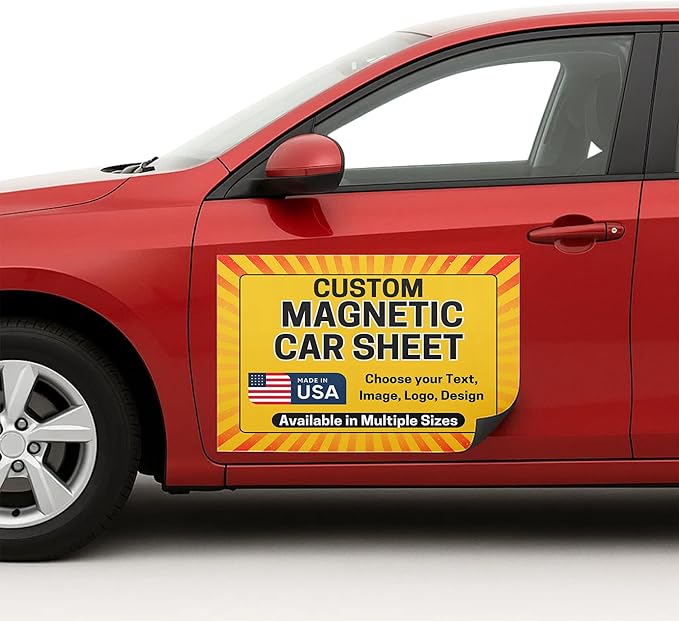 Pack of 2 Custom Car Magnets by DC– Personalized Magnetic Car Signs | Car Door Magnets for Advertising, Car Decor, Car Magnet Sheets & Customizable Truck Magnet | Multiple Sizes | Made in USA